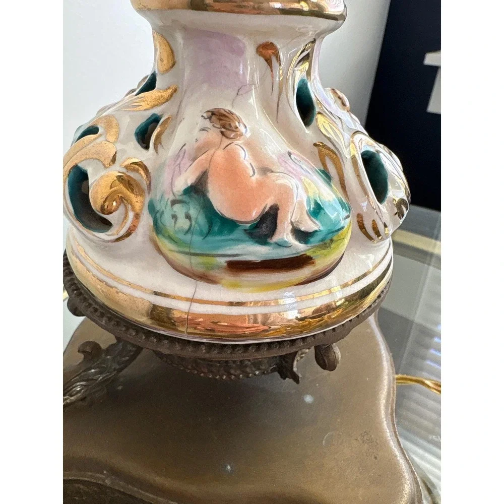 Vintage‎ 30's Italian Capodimonte Pierced Porcelain Cherub Angel 27